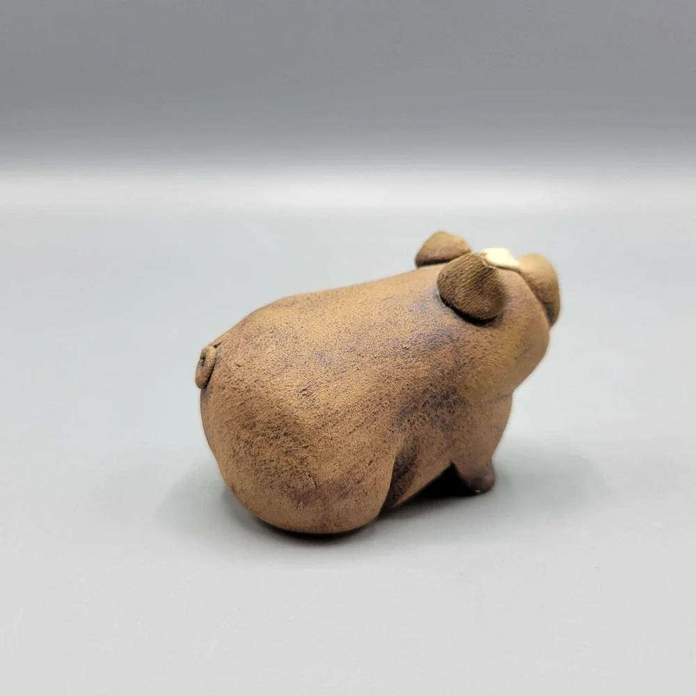Vintage Handcrafted Clay Pig And Piglet Figurine By Clay Companions 1.5